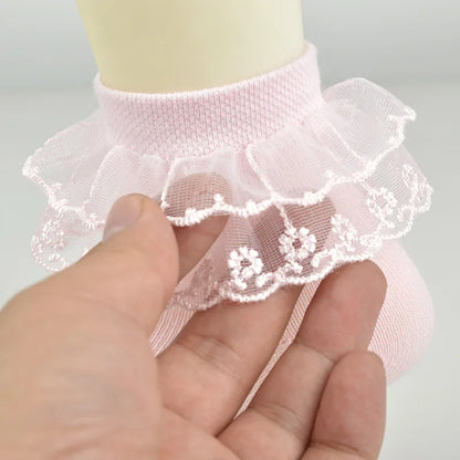 Pairs Cotton Lace Ruffle Princess Mesh Breathable Socks Children Ankle Short Sock White Pink Blue Baby Girls Kids Toddler