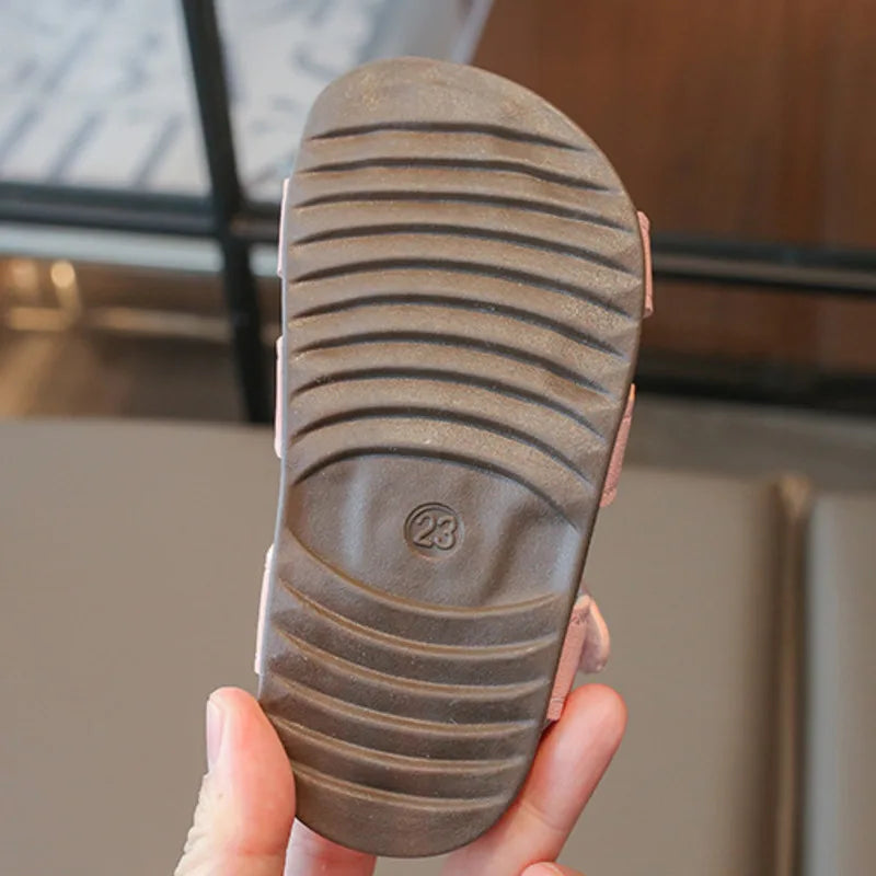 Boys Girls Sandals PU Suede Soft Beach Shoes For Children Casual Hook Loop Anti Slip Kids Sandals