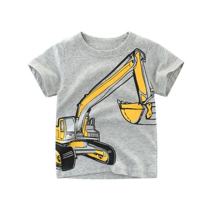 Jumping Meters Hot Selling Boys Girls Summer Baby T Shirts Short Sleeve Cartoon Cars  Toddler Tees Tops Boys Girls Clothing