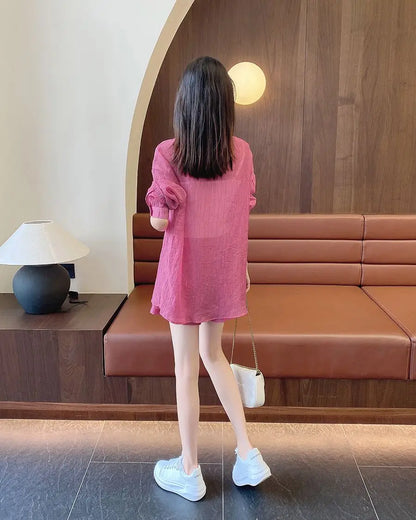 Spring and Summer Sun Protection Women's Set Stylish Loose Shirt Shorts High-end Elegant Women's Three Piece Set