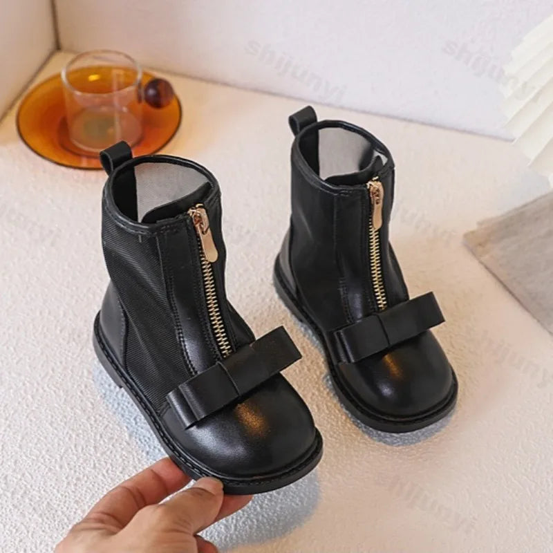 Bow Design Elegant Fashion Casual Boots for Baby  Summer New Childrens' Mesh Breathable Comfortable Princess Mid Tube Boots