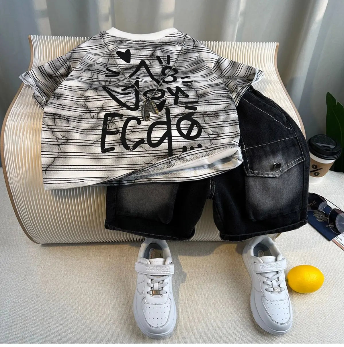 Hot Sale Fashion Baby Boy Suit Summer Clothes Short Sleeve T-shirt Short Jeans 2 Piece Set Kids Outfit Children's Costume