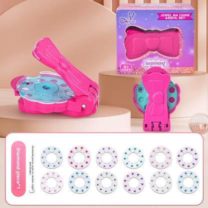 Girls Role Play Diamond Hair Accessories DIY Craft Set Magic Stamping Bling Stickers Princess Dress Up Birthday Gift Toy