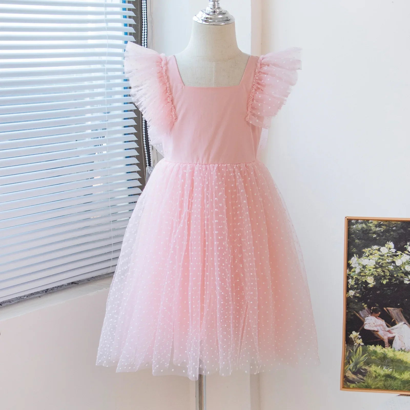 New Little Girls Party Dress for Princess Dress Solid Child Clothes Flower Girl Birthday Princess Dress for Kids