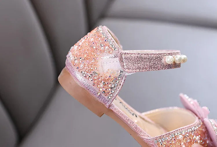 Kids Sandals for Girls Rhinestone Butterfly Elegant Versatile Children's Summer Sandals Soft Bottom Princess Fashion Flat Shoes