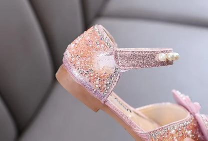 Kids Sandals for Girls Rhinestone Butterfly Elegant Versatile Children's Summer Sandals Soft Bottom Princess Fashion Flat Shoes