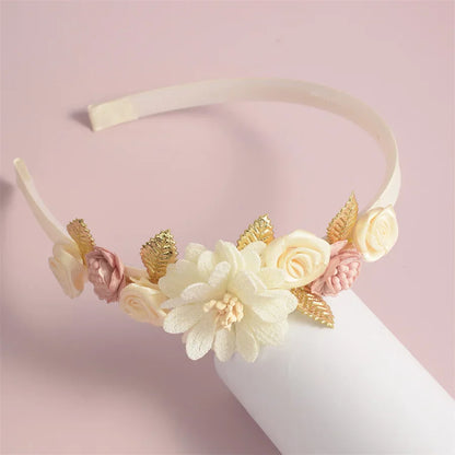 Advanced Handmade Flower Girls Headbands Cute Pearl Feather Wedding Crown Princess Dance Party Headwear Fashion Hoop Accessories