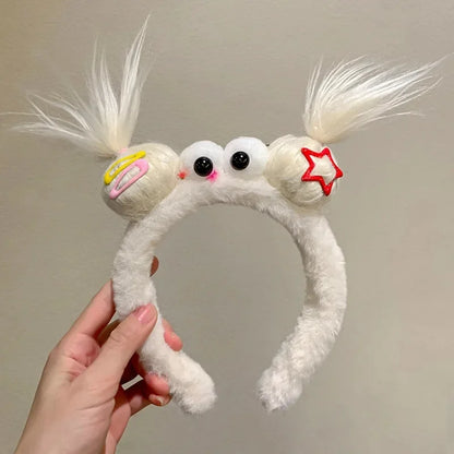 Girls Face Wash Headband Plush Skin Care Bath Shower Makeup Hair Band Soft Absorbent Cartoon Clown Doll Hair Accessories