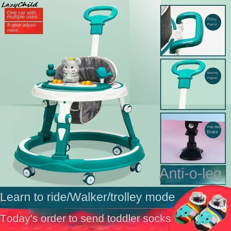 Lazychild Baby Walker 8-gear Adjustable Multi-function Anti-O-leg Anti-rollover Folding Baby Starting Car 5-18 Months Hot New