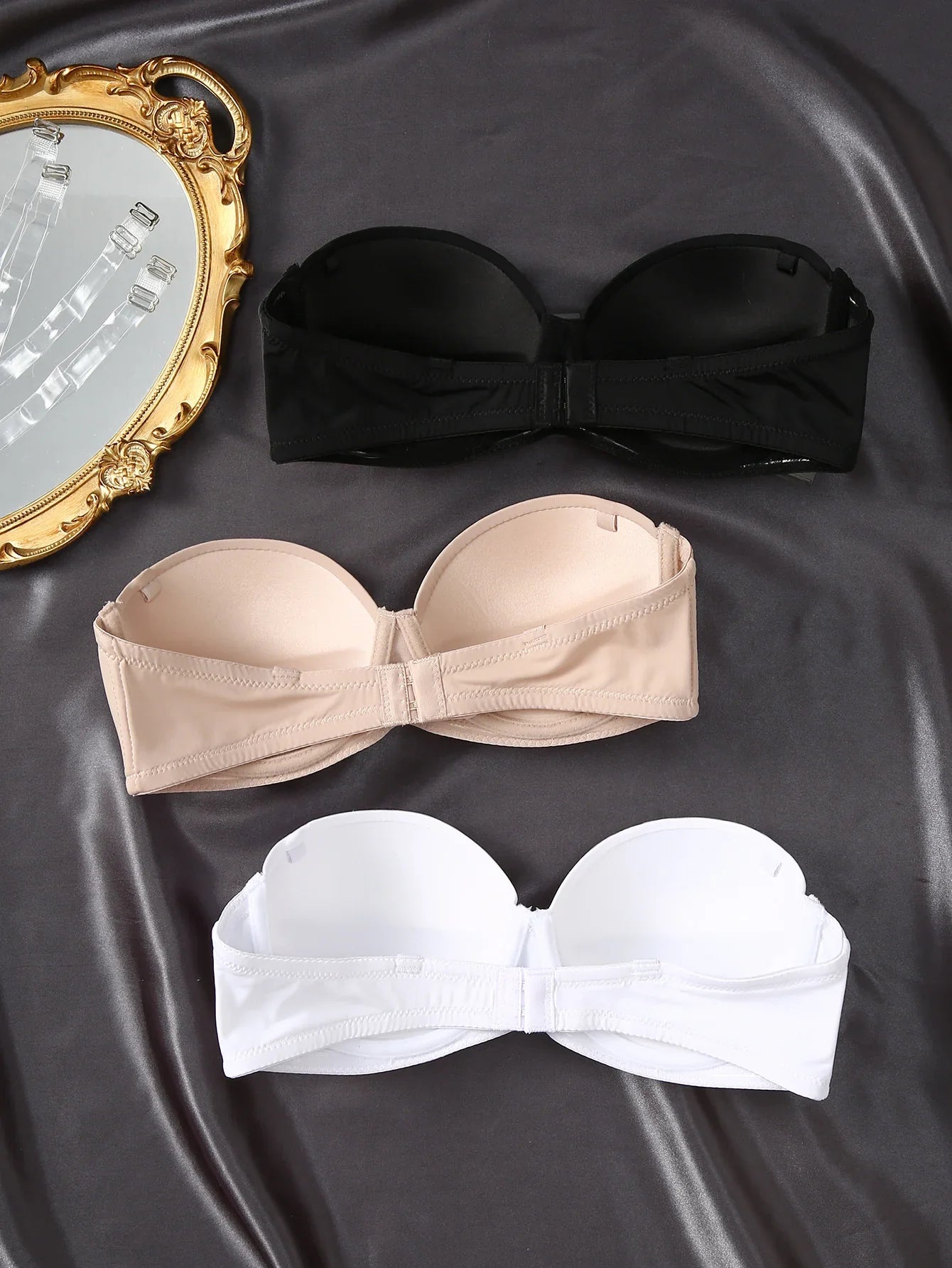 Women's Strapless Bra with Side Support for Underarm Control Non-Slip, Invisible, Comfortable,Versatile Can Be Worn as Outerwear