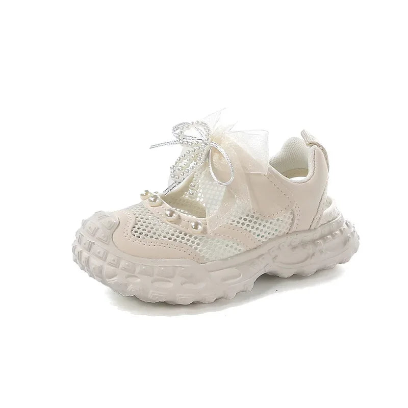 Summer Children School Running Sandals Sweet Breathable Girls Mesh Sports Sandals Non-slip Fashion Kids Princess Cut-outs Shoes