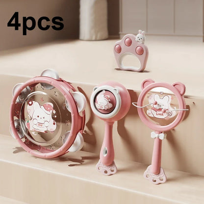 Baby Hand Beat Drum Percussion Instrument Toy Set Baby Puzzle Early Education Enlightenment Toy Safety Material Grasping Train