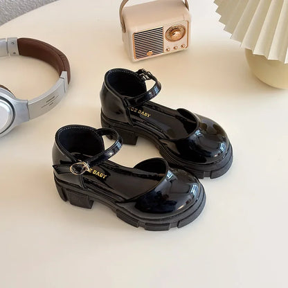 Children Leather Shoes for Girls New Fashion French Style Soft Anti-slippery Versatilel Chic Princess Mary Jane Shoe
