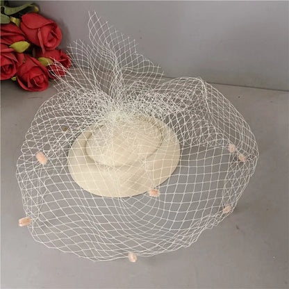 Retro Black Veil Small Top Hat Mesh Wool Felt Hats Bride Headpiece Hair Accessories