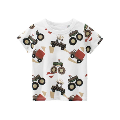 Jumping Meters Hot Selling Boys Girls Summer Baby T Shirts Short Sleeve Cartoon Cars  Toddler Tees Tops Boys Girls Clothing