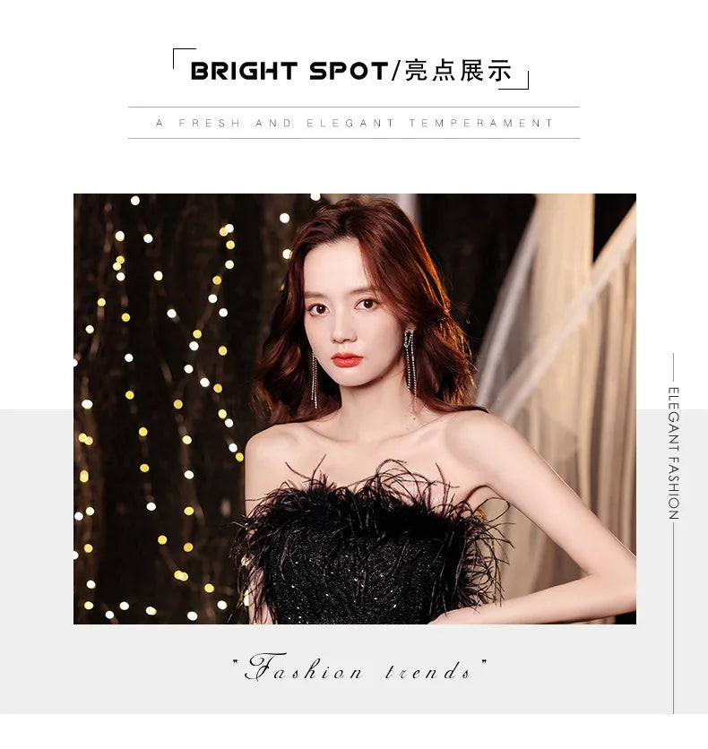 2025 Singing host Party Dresses Woman White Black Dresses for Women Evening Festive Special Occasions Luxurious Gala Dress