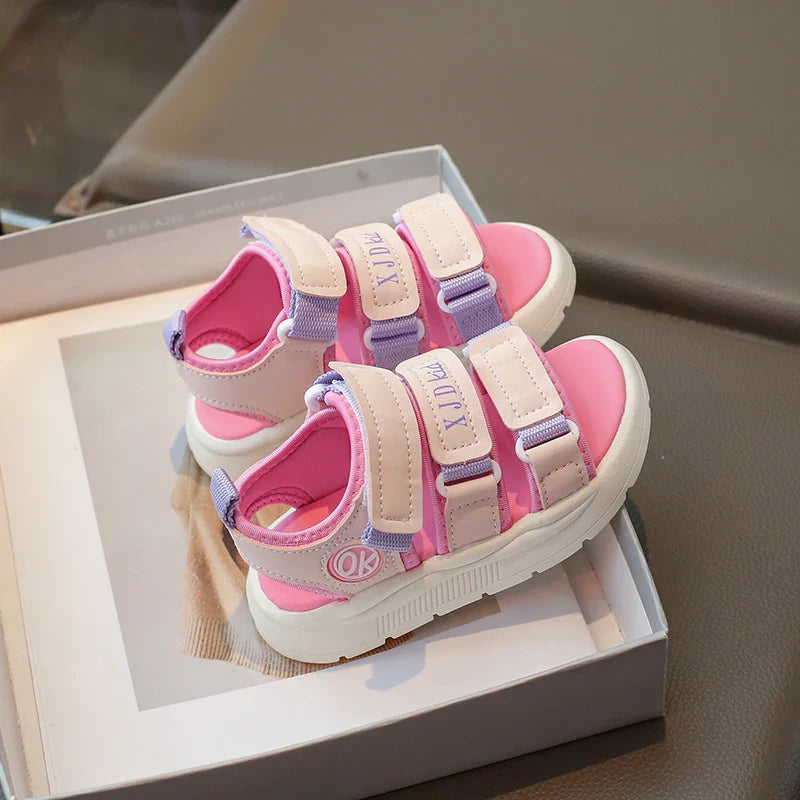 Summer Anti-Slippery Little Kids Sandals for Girls Non-Slip Soft Sole Toddler Beach Shoes School Versatile Chic Casual Footwear