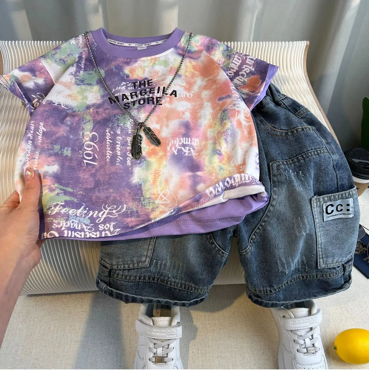 Hot Sale Fashion Baby Boy Suit Summer Clothes Short Sleeve T-shirt Short Jeans 2 Piece Set Kids Outfit Children's Costume