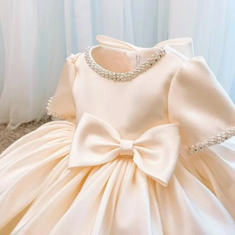 Wedding Bow Girl Dress Suitable for Girls  Dresses V-neck Long sheer Party Costume Carnival Costume