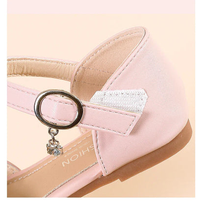 Girls' Princess Shoes Spring And Summer Sandals White Flat Dress Shoes Pearl Decoration For Kids And Teens