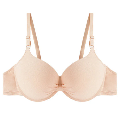 Women's Sexy Cotton Gathered Bra Deep V Underwire Ladied  Brassiere Push Up Lingerie Solid Bras Backless Intimate Underwear (Available)