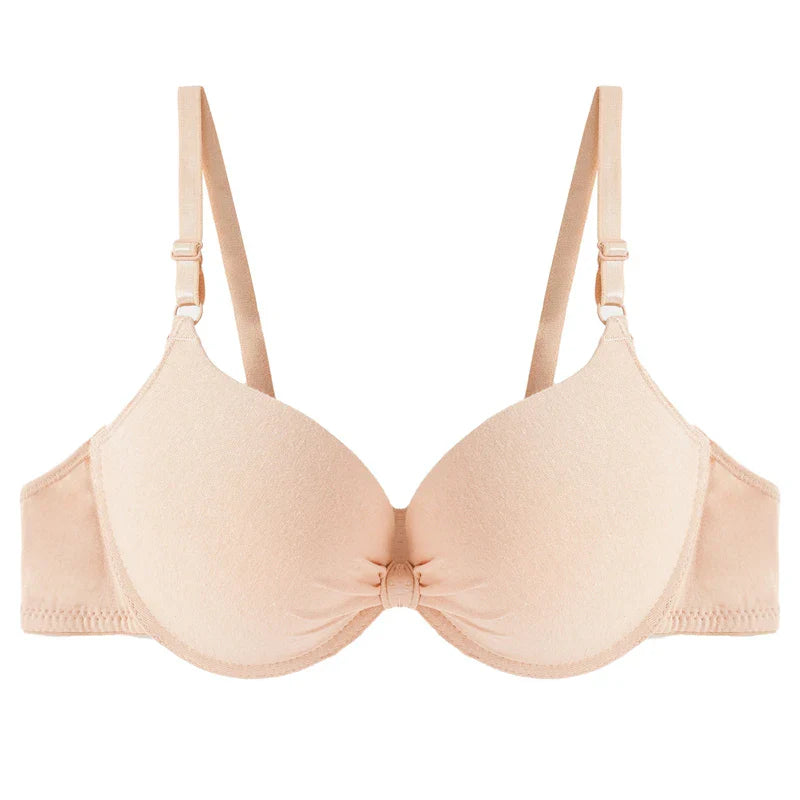 Women's Sexy Cotton Gathered Bra Deep V Underwire Ladied  Brassiere Push Up Lingerie Solid Bras Backless Intimate Underwear