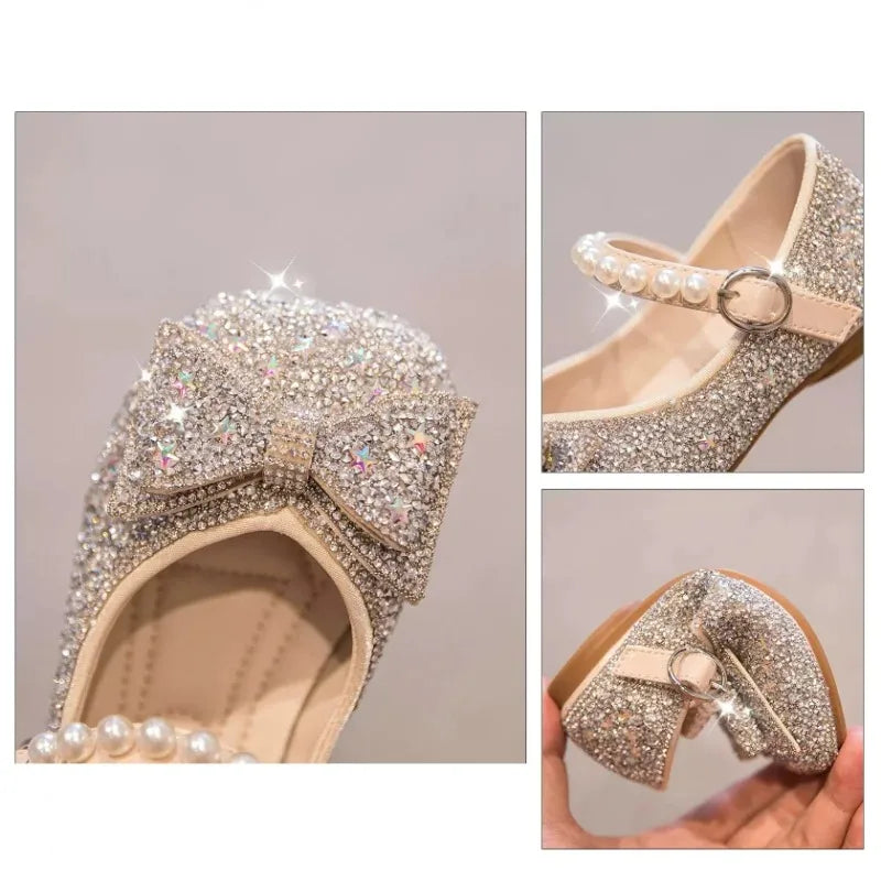 Girls Princess Shoe Soft Sole Ballet Dance Shoes Water Diamond Small Leather Shoes Mary Jane Shoes