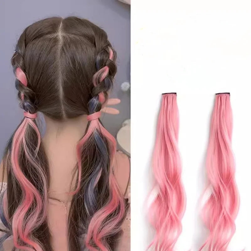 Sweet Kids Girl Wigs Hair Clip Cute Cool Candy Color Braid Wigs Hair Pin Hanging Ears Hair Dyeing Wig Headwear