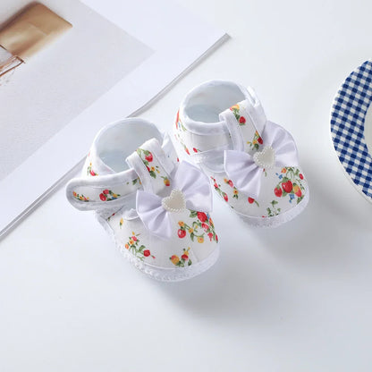 Newborn Baby Boy Girls Shoes Spring Autumn Lovely Floral Embroidery Anti-Slip Sneaker Crib Shoes Soft Cotton Cute First Walkers