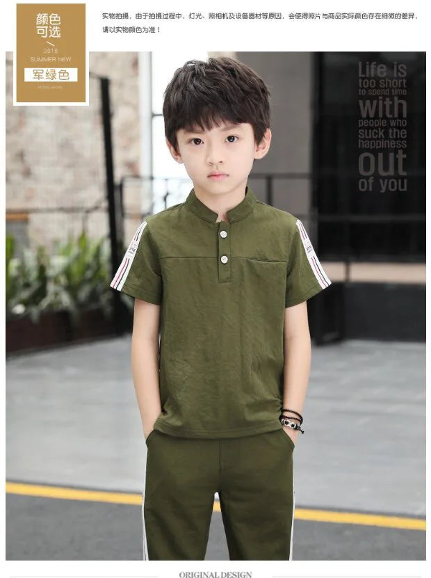 New Summer Boys Clothing Sets Children T-shirt Short Sleeve +Pants Set Two Pieces Set Kids Baby Boys Clothes 6 8 10 Years Old