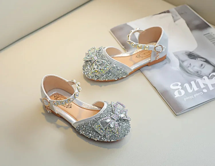 New Children Princess Shoes for Girls Bowtie Glitter Children Baby Dance Shoes Bling Bling Party Casual Toddler Girl Sandals