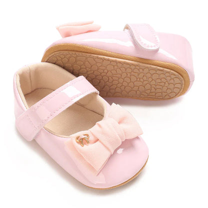 Spring and Autumn Bow Mary Jane Princess Shoes  Baby Girl Rubber Bottom Anti slip Sneaker