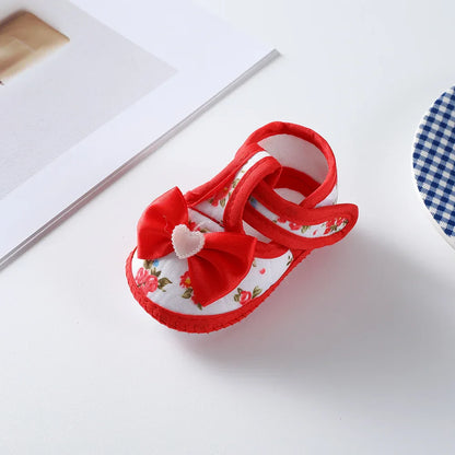Newborn Baby Boy Girls Shoes Spring Autumn Lovely Floral Embroidery Anti-Slip Sneaker Crib Shoes Soft Cotton Cute First Walkers