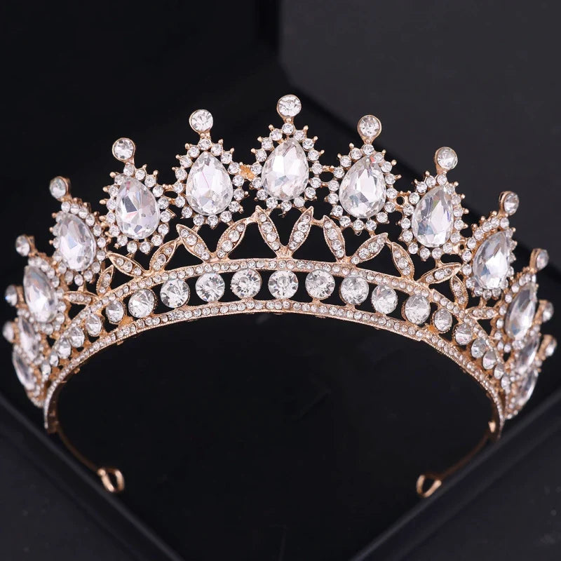 Gold Crystal Tiaras And Crowns Headband Rhinestone Prom Diadem Crown Bridal Wedding Hair Accessories Jewelry Crown Tiara Gift
