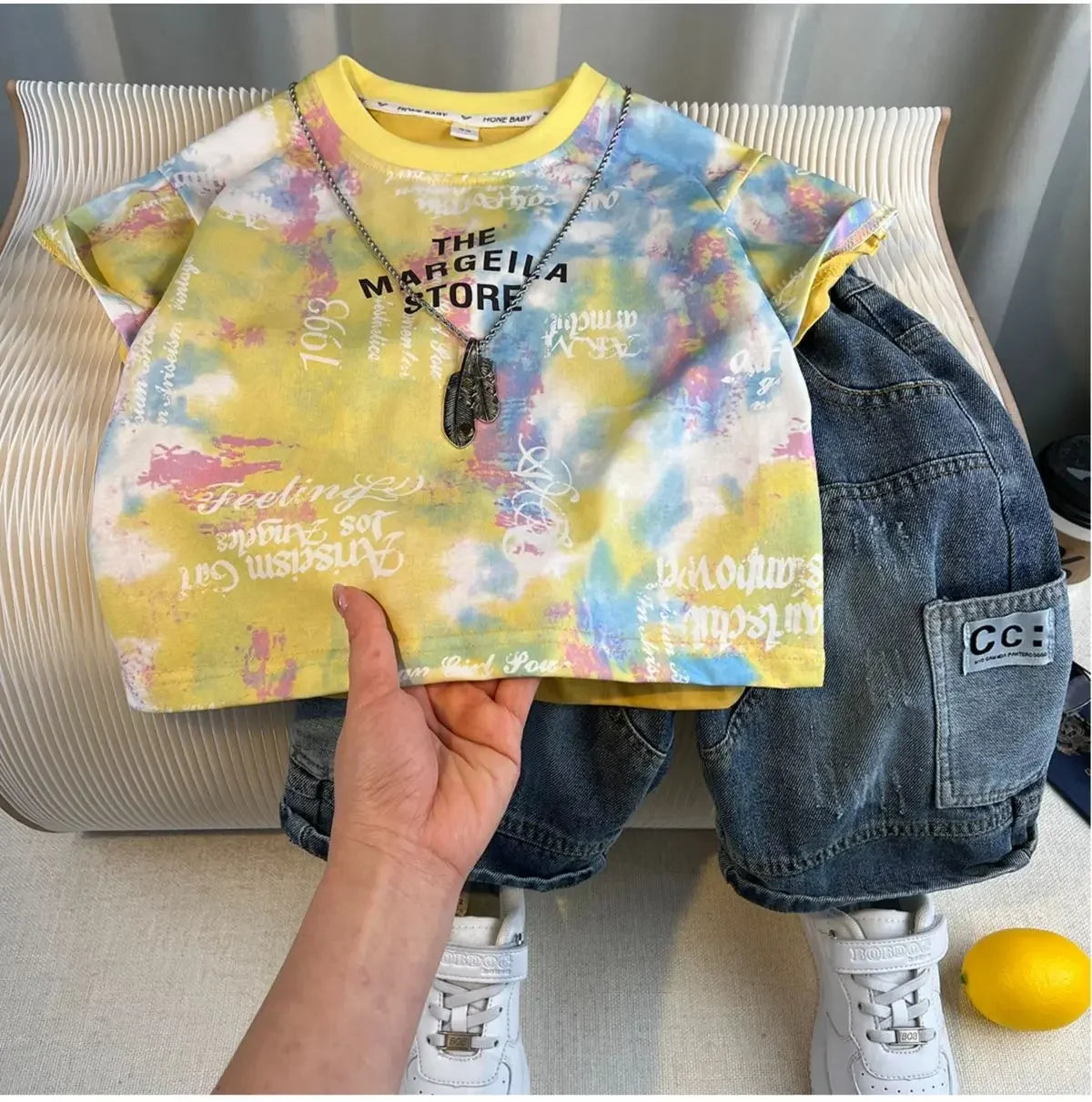 Hot Sale Fashion Baby Boy Suit Summer Clothes Short Sleeve T-shirt Short Jeans 2 Piece Set Kids Outfit Children's Costume