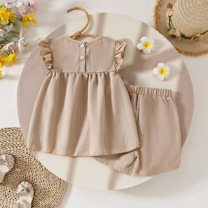 Children's Clothing Sets Small Flower Sleeveless Top + Bow Shorts 2pcs Sets Toddler Girl Clothes Kids Boutique Clothes