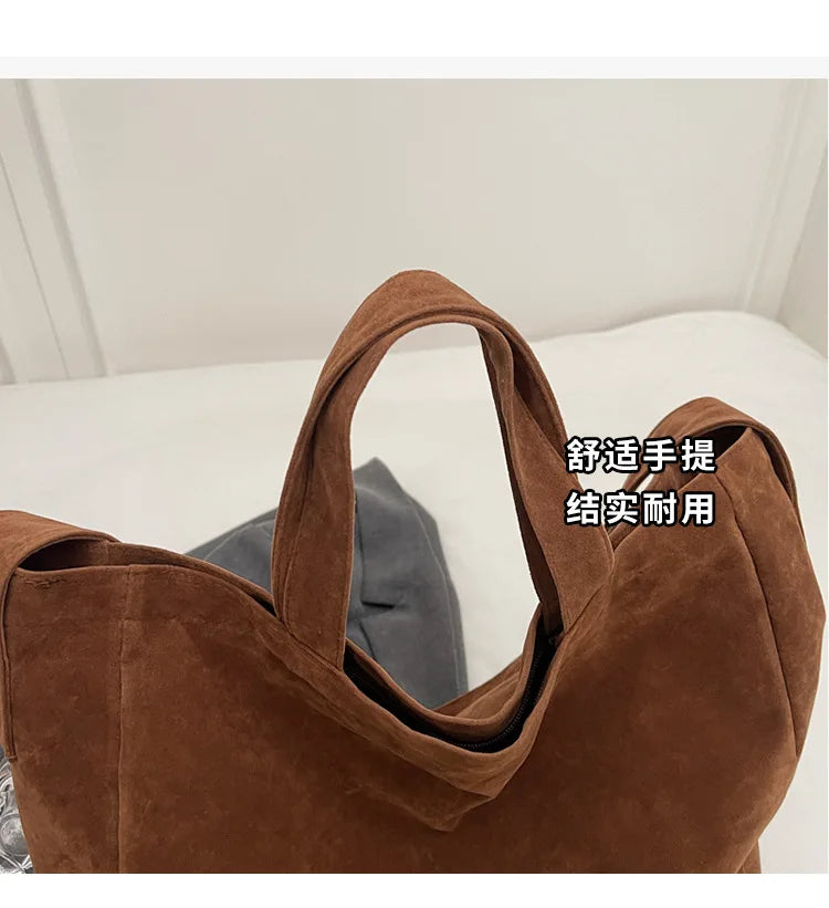 Women's Tote Bags  New Fashion Suede Vintage Large Shoulder Crossbody Bag for Woman Korean Female Student Bookbag Handbags