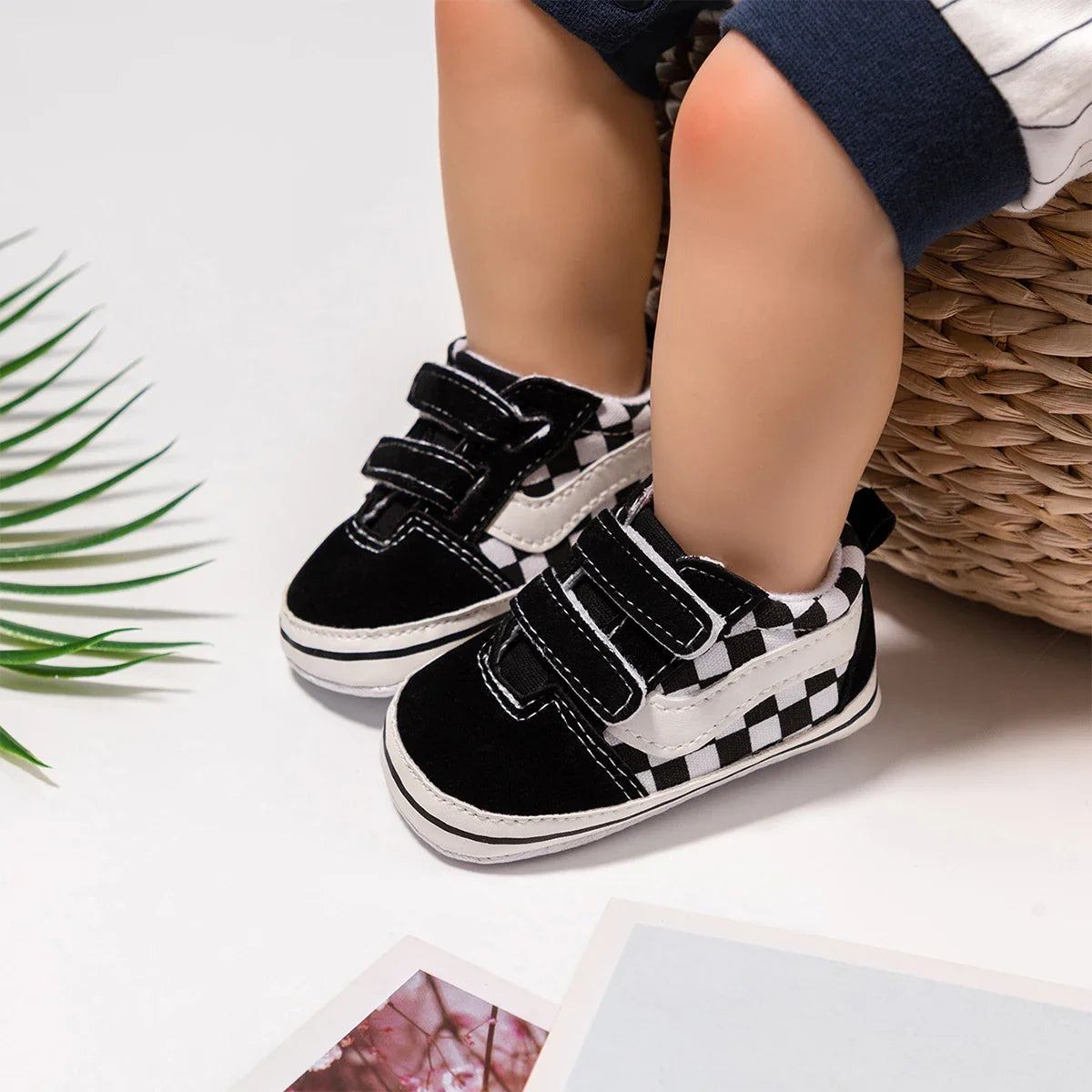 Baby Boy Girl Shoes Canvas Sneakers Non-slip Rubber Sole Plaid Streaks First Walkers Infant Baby Unisex Casual Shoes