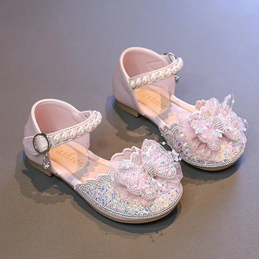Summer Roman Sandals Fashion Bow Sequins Beads Comfortable Everyday Children's Cute Casual Flat Walking Shoes Zapatos Mujer