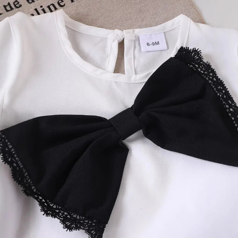 Europe  United States summer girl suit new temperament girl suit  child bubble sleeve short sleeve + micro pants two-piece set