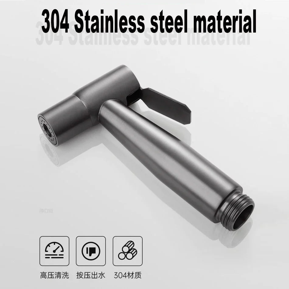 Handheld Toilet Bidet Faucet Sprayer Stainless Steel Bathroom Bidet Spraye Set Hand Sprayer Shower Head Self Cleaning No Punch