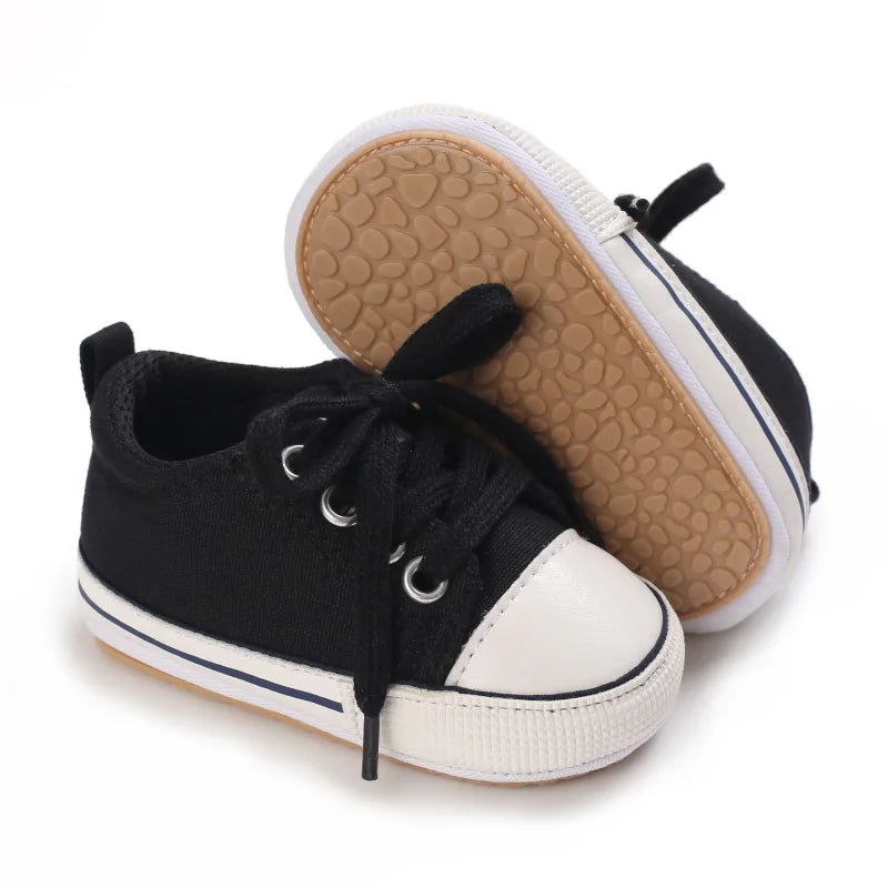 Baby Boys Girls Canvas Shoes Non-slip Rubber Sole Comfortable Soft Unisex Baby Basketball Shoes 0-18M