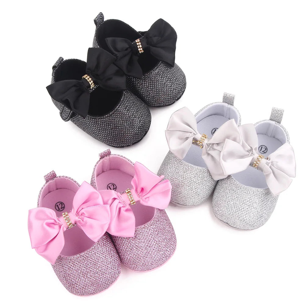 Spring Autumn Beautiful Baby Girl Princess Shoes Soft Soled Butterfly Bowknot Fashion Design Solid Newborn Prewalker Shoes