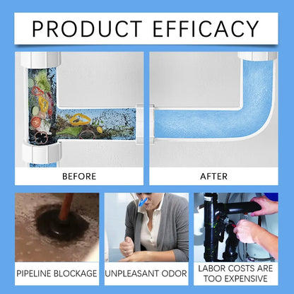 Anti-Clog Drain Pipe Cleaner Fast-Acting Hair & Grease Dissolver Safe for Pipes Kitchen Bathroom Septic, Toilet Bowl Cleaner