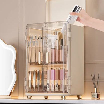 Cosmetics storage box, large-capacity dust-proof desktop, skin care and dressing table, internet-famous light luxury makeup box
