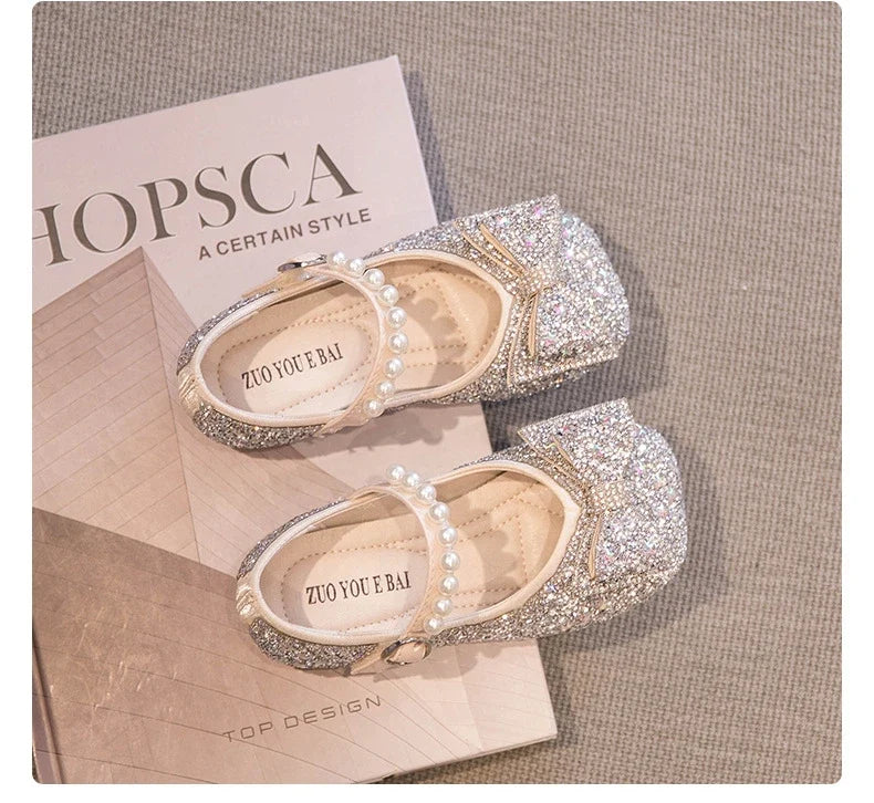 Girls Princess Shoe Soft Sole Ballet Dance Shoes Water Diamond Small Leather Shoes Mary Jane Shoes