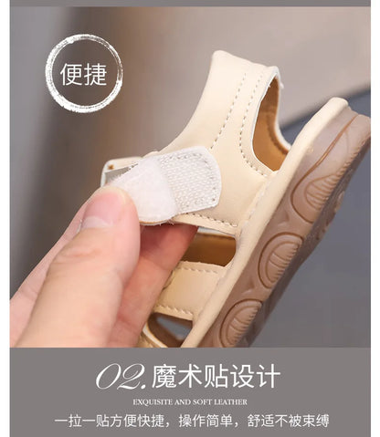 Baby Girl Sandals Summer Infant Shoes Outwear First Walkers Cute Sweet Close-toed Sandals For Girl Pink, Beige