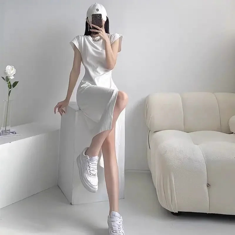 White Dresses for Women  Woman Dress Clothes Midi X New in Chic and Elegant Pretty Cheap Casual Y2k Outfits Harajuku Cotton