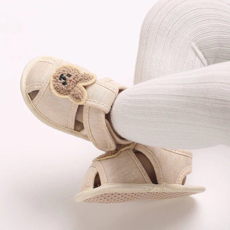 Summer Baby Walking Shoes Baby Shoes Male Sandals Female Cute Cartoon Breathable Shoes Soft Sole Non slip Shoes Headband