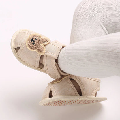 Summer Baby Walking Shoes Baby Shoes Male Sandals Female Cute Cartoon Breathable Shoes Soft Sole Non slip Shoes Headband